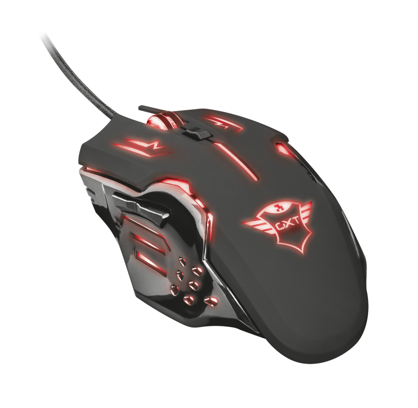 

Мышь проводная Trust GXT 108 Rava Illuminated, 2000dpi, оптическая светодиодная, USB, черный (22090), GXT 108 Rava Illuminated