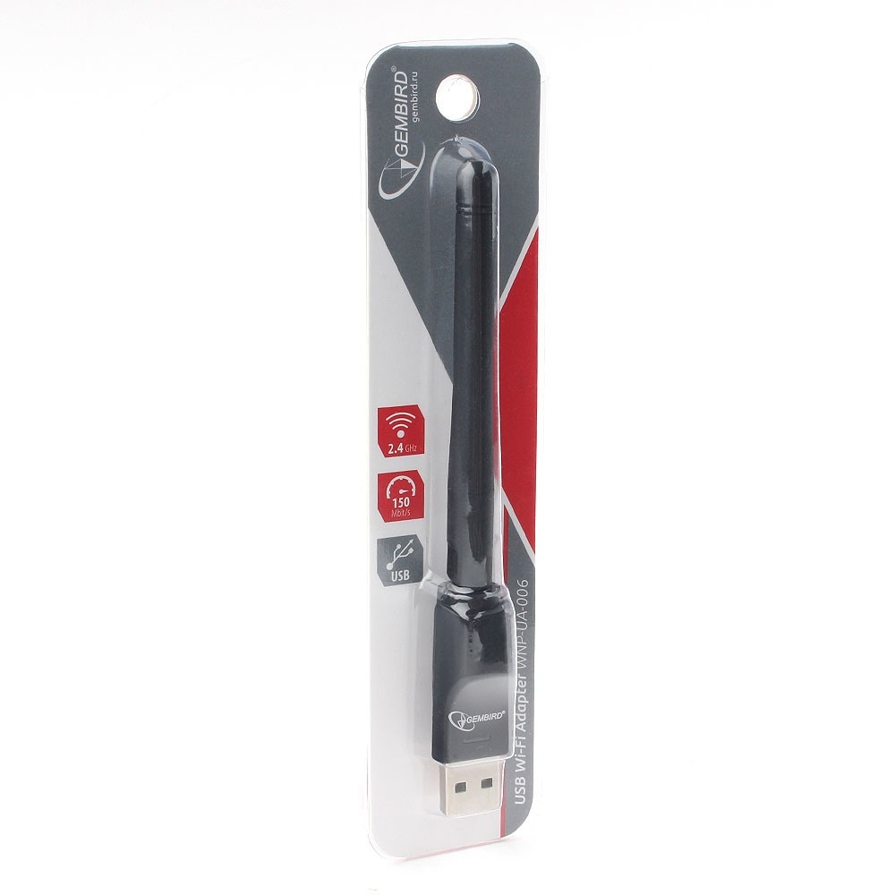 

Адаптер Wi-Fi GEMBIRD WNP-UA-006, 802.11n, 2.4 ГГц, до 150 Мбит/с, 20 дБм, USB, внешних антенн: 1, WNP-UA-006