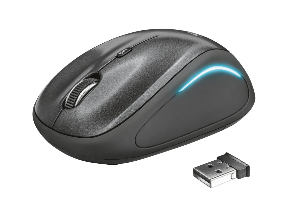 

Мышь беспроводная Trust Yvi FX, 1600dpi, оптическая светодиодная, USB, черный (22333), Yvi FX