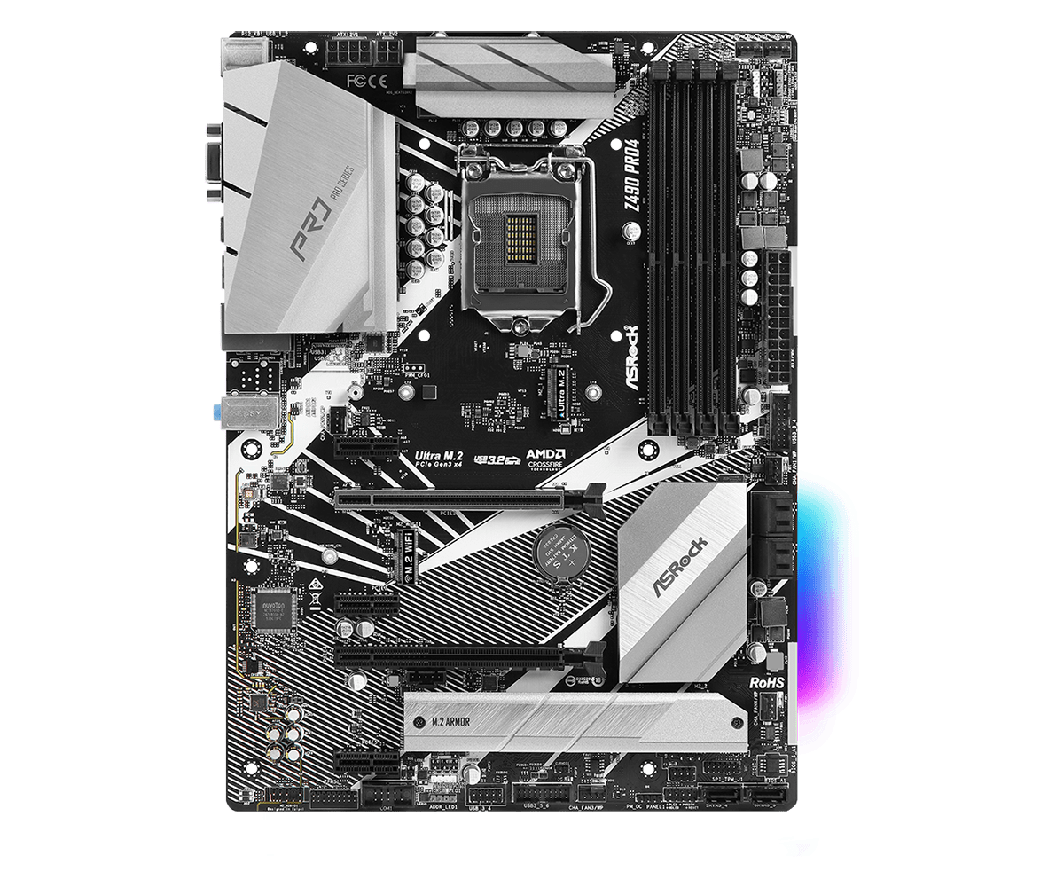 

Материнская плата ASRock Z490 PRO4, Socket1200, Intel Z490, 4xDDR4, 2PCI-Ex16, 6SATA3, 7.1-ch, GLAN, 7USB 3.2, USB Type-C, VGA, HDMI, ATX, Retail, Z490 PRO4