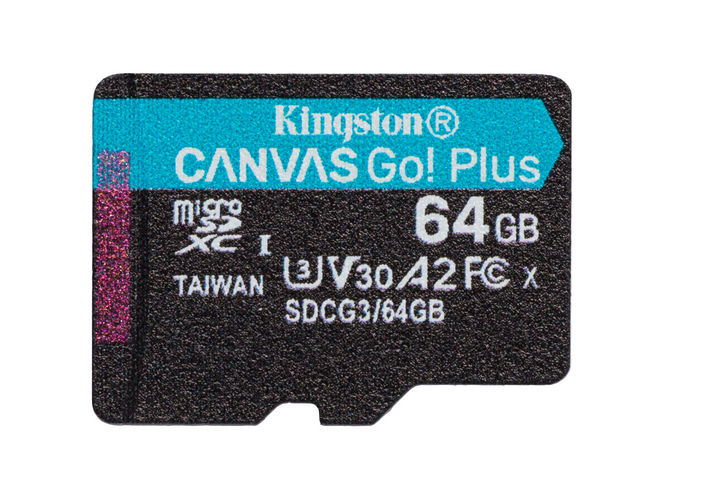 Карта памяти 64Gb microSDXC Kingston Canvas Go! Plus Class 10 UHS-I U3 V30 A2 (SDCG3/64GBSP)