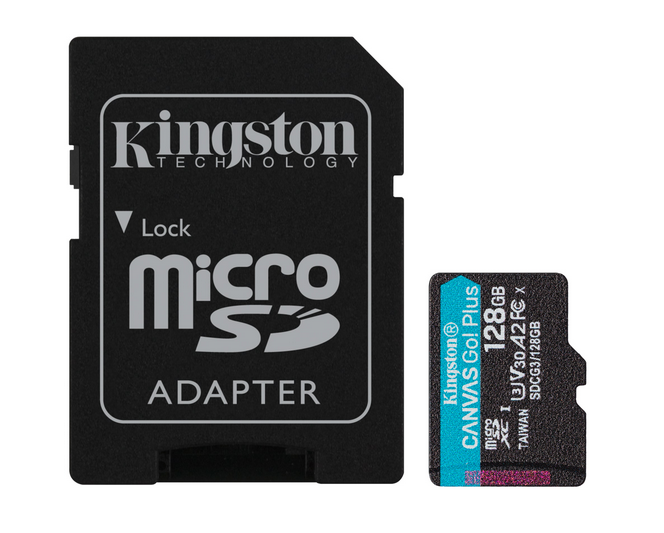 Карта памяти 128Gb microSDXC Kingston Canvas Go! Plus Class 10 UHS-I U3 + адаптер (SDCG3/128GB)