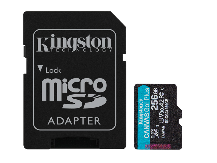Карта памяти 256Gb microSDXC Kingston Canvas Go! Plus Class 10 UHS-I U3 + адаптер (SDCG3/256GB)