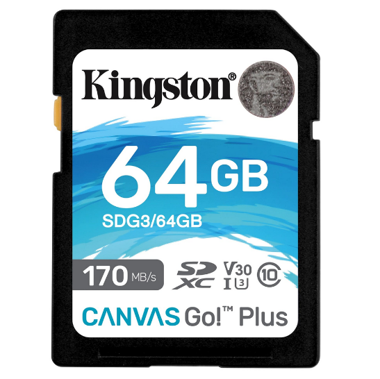 Карта памяти 64Gb SDXC Kingston Canvas Go! Plus Class 10 UHS-I U3 (SDG3/64GB)