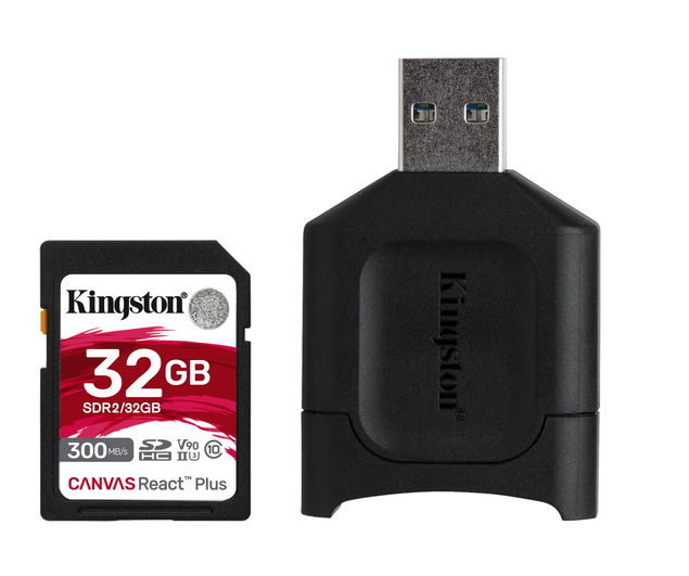 

Карта памяти 32Gb SDHC Kingston Canvas React Plus Class 10 UHS-II U3 + USB reader (MLPR2/32GB), MLPR2/32GB