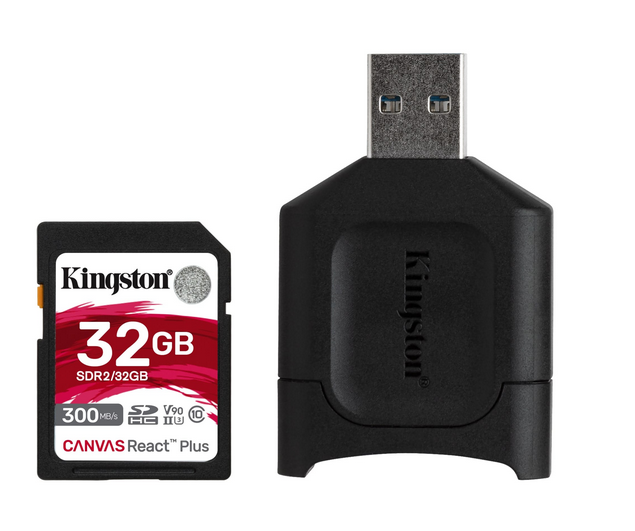 Карта памяти 32Gb SDHC Kingston Canvas React Plus Class 10 UHS-II U3 + USB reader (MLPR2/32GB)