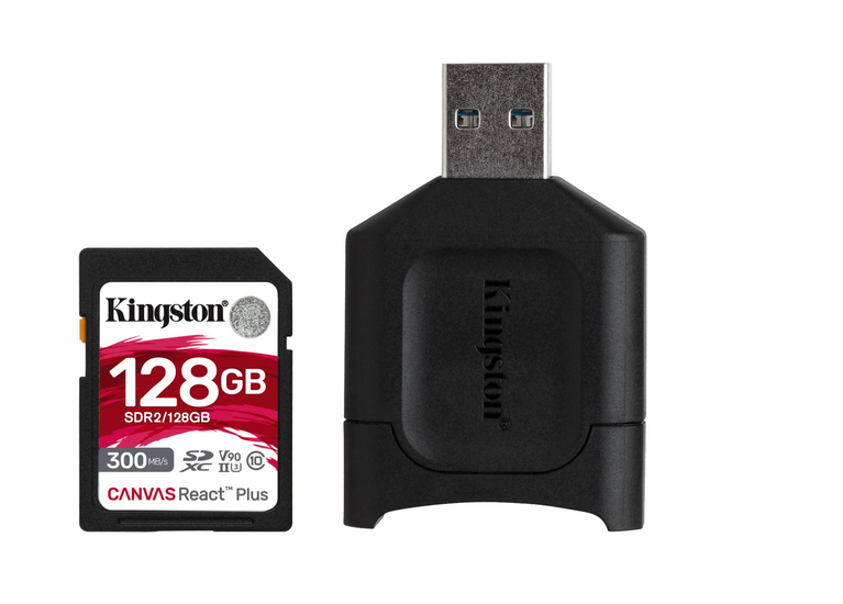 

Карта памяти 128Gb SDXC Kingston Canvas React Plus Class 10 UHS-II U3 + USB reader (MLPR2/128GB), MLPR2/128GB