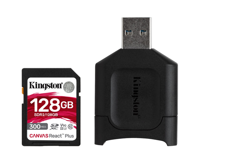 Карта памяти 128Gb SDXC Kingston Canvas React Plus Class 10 UHS-II U3 + USB reader (MLPR2/128GB)