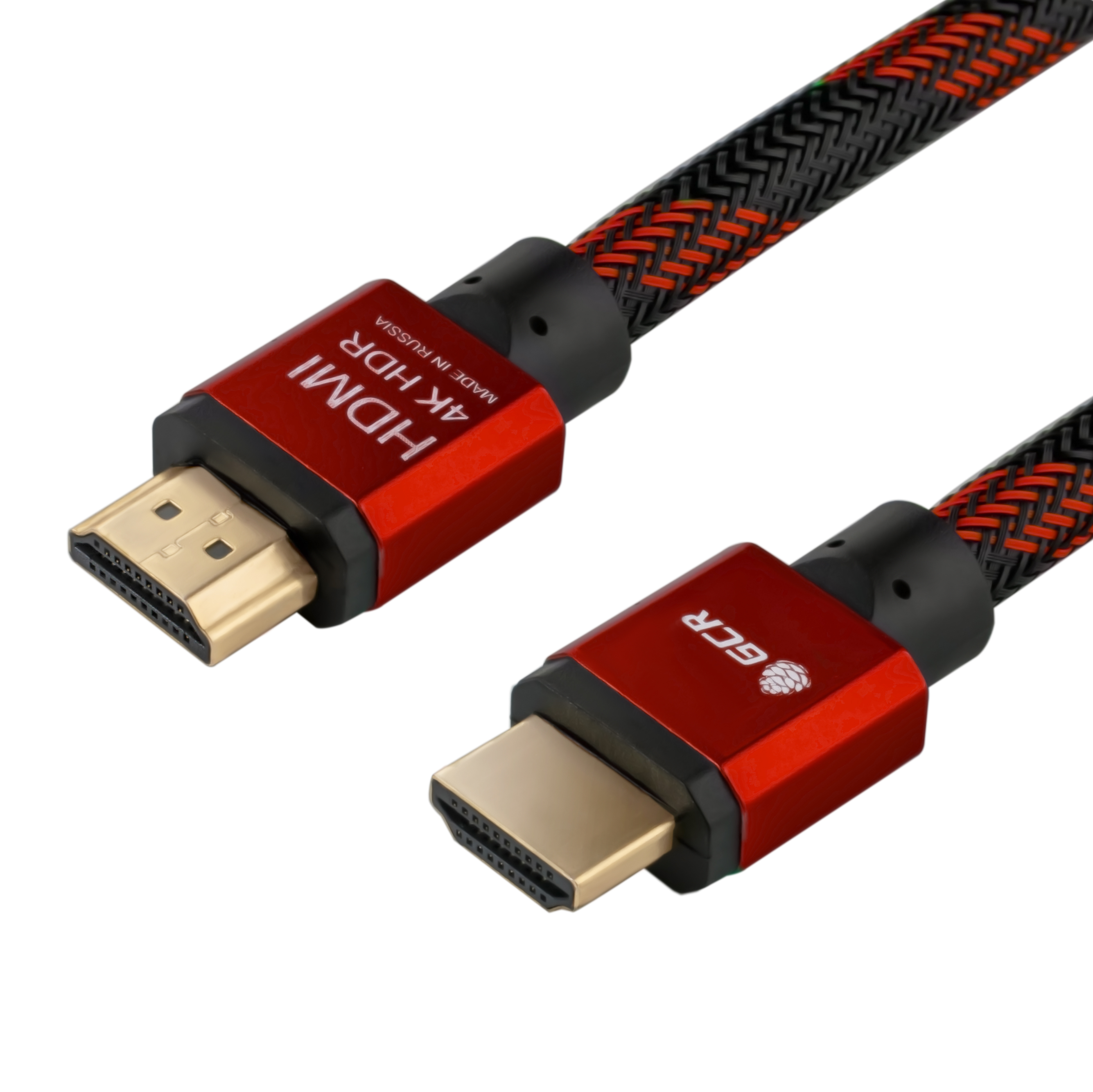 Кабель HDMI(19M)-HDMI(19M) v2.0 4K, экранированный, 50 см, черный/красный Greenconnect