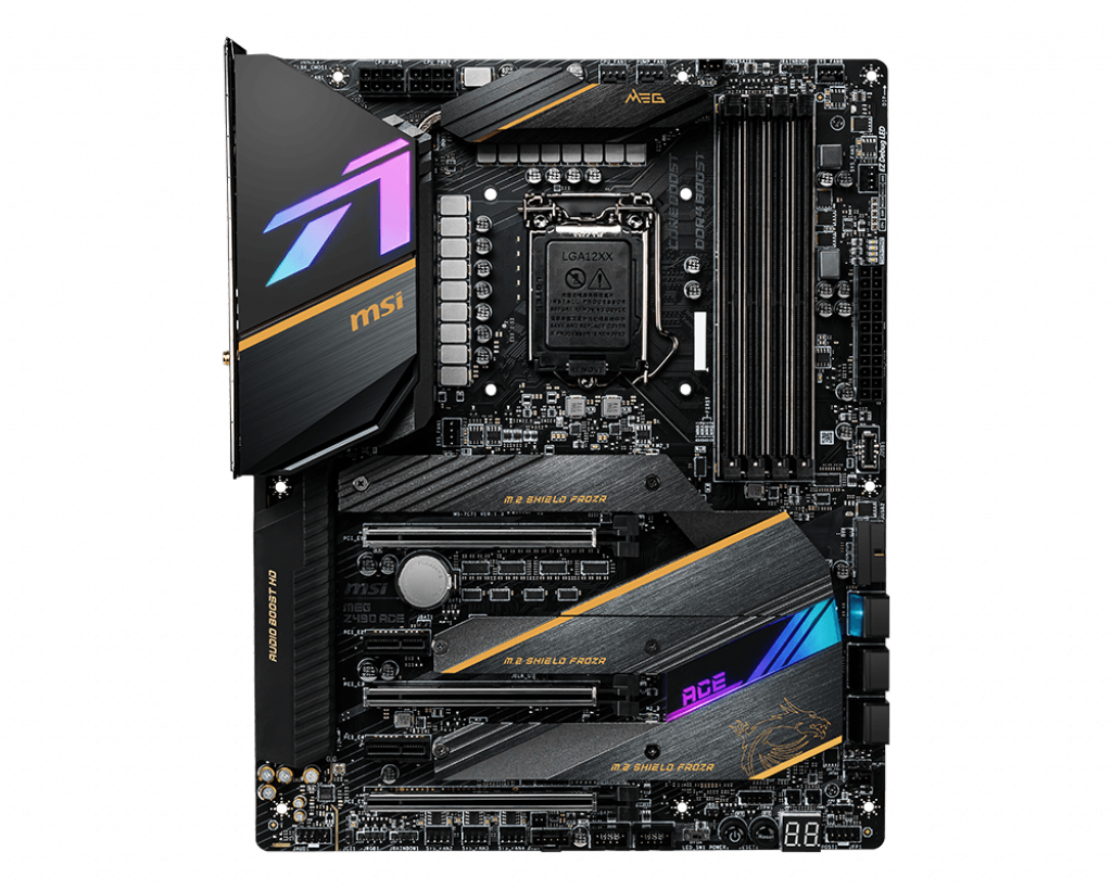 

Материнская плата MSI MEG Z490 ACE, Socket1200, Intel Z490, 4xDDR4, 3PCI-Ex16, 6SATA3, 7.1-ch, GLAN, 2.5GLAN, 7 USB 3.2, 2 USB Type-C, ATX, Retail, MEG Z490 ACE