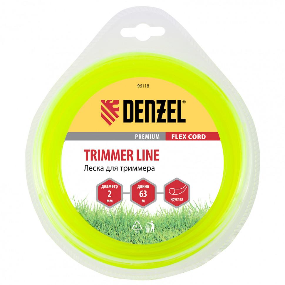 

Леска триммерная Denzel Flex Cord, круг 2ммx63м (96118), -