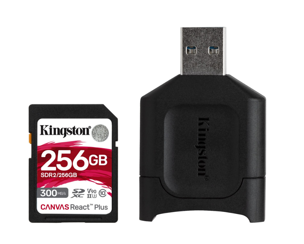 Карта памяти 256Gb SDXC Kingston Canvas React Plus Class 10 UHS-II U3 + USB reader (MLPR2/256GB)