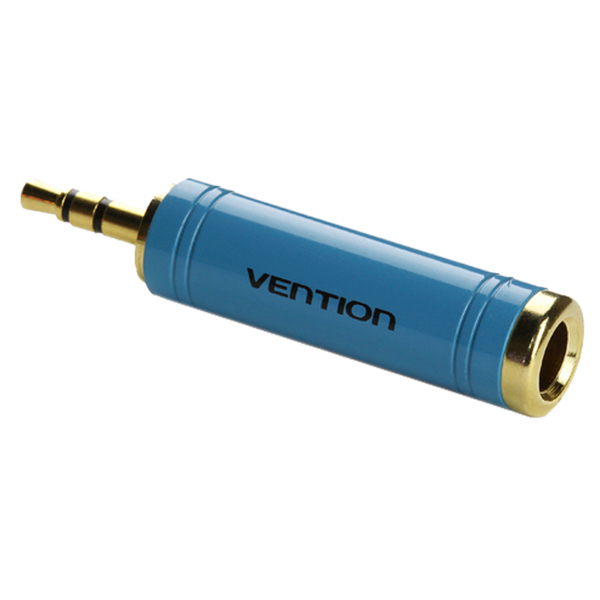 

Переходник (адаптер) Jack 3.5mm(M)-Jack 6.35mm(F), позолоченные разъемы, голубой Vention (VAB-S04-L)