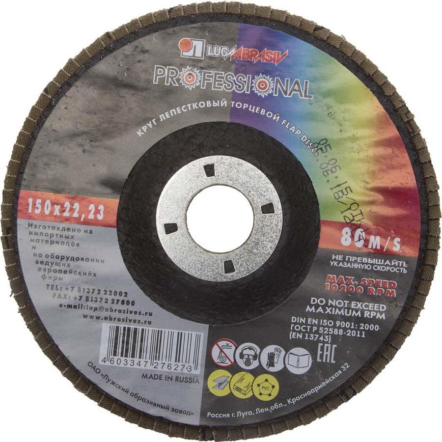 

Диски лепестковый шлифовальный Луга ⌀15 см x 22.2мм, P80, 1 шт., универсальный (3656-150-80)