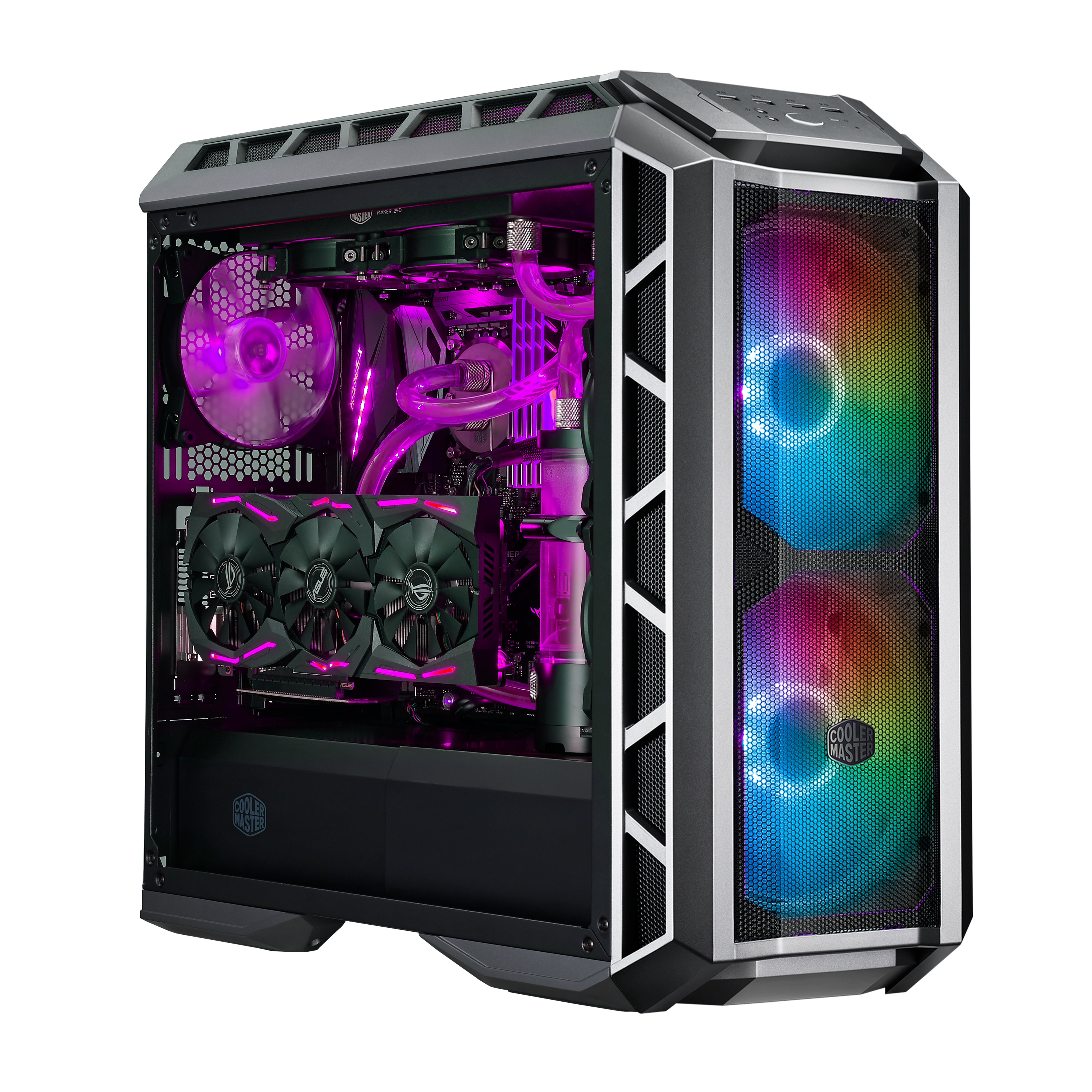 Корпус COOLERMASTER MasterCase H500P Mesh ARGB, ATX, Midi-Tower, 2xUSB 3.0, черный/серый, Без БП (MCM-H500P-MGNN-S11)