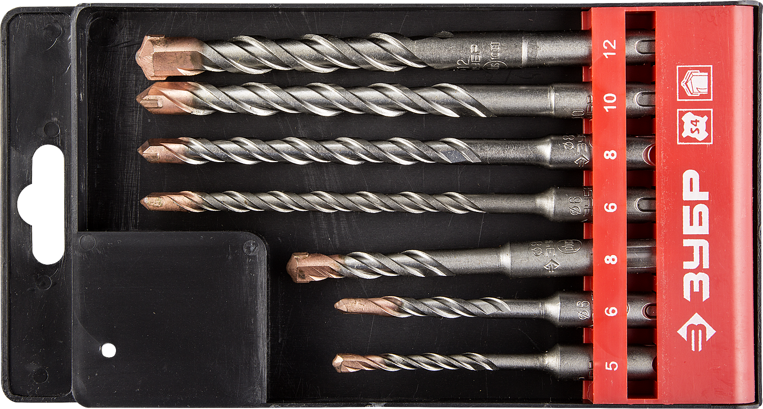 

Набор буров SDS plus, 5x110; 6x110; 6x160; 8x110; 8x160; 10x160; 12x160мм, 7шт. ЗУБР Профессионал (29314-H7)