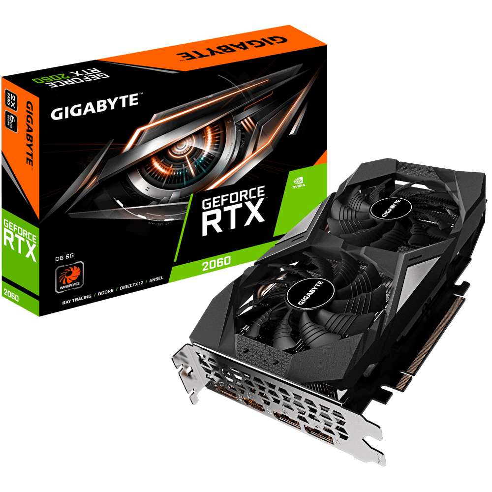 Видеокарта GIGABYTE NVIDIA GeForce RTX 2060, 6Gb DDR6