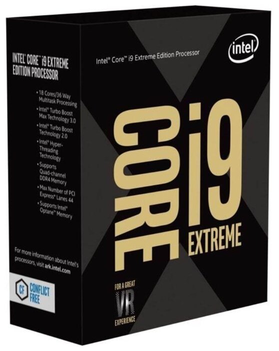 

Процессор Intel Core i9-10980XE Cascade Lake, 18C/36T, 3000MHz 24.8Mb TDP-165 Вт Socket2066 BOX (без кулера) (BX8069510980XESRGSG), 10980XE