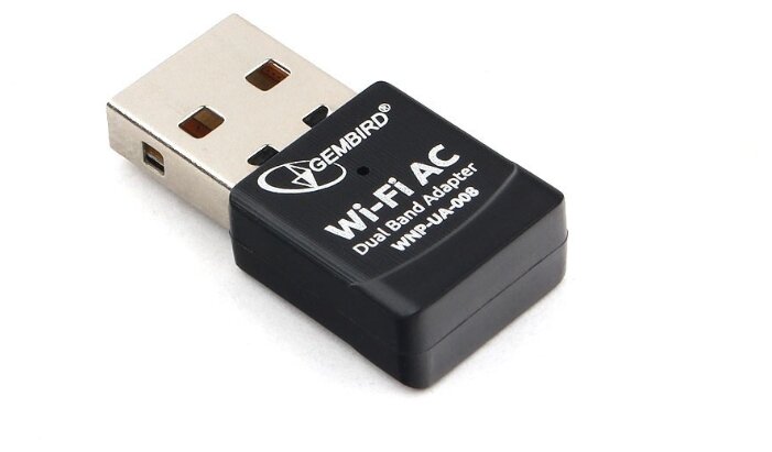 

Адаптер Wi-Fi GEMBIRD WNP-UA-008, 802.11a/b/g/n/ac, 2.4 / 5 ГГц, до 433 Мбит/с, 20 дБм, USB, WNP-UA-008