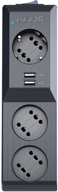Сетевой фильтр ZIS Pilot 3G, 3-розетки, 3 м, черный