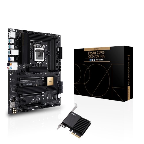 

Материнская плата ASUS PROART Z490-CREATOR 10G, Socket1200, Intel Z490, 4xDDR4, 3PCI-Ex16, 6SATA3, 7.1-ch, 2.5GLAN, 8 USB 3.2, 3 USB Type-C, HDMI, DP, ATX, Retail, PROART Z490-CREATOR 10G