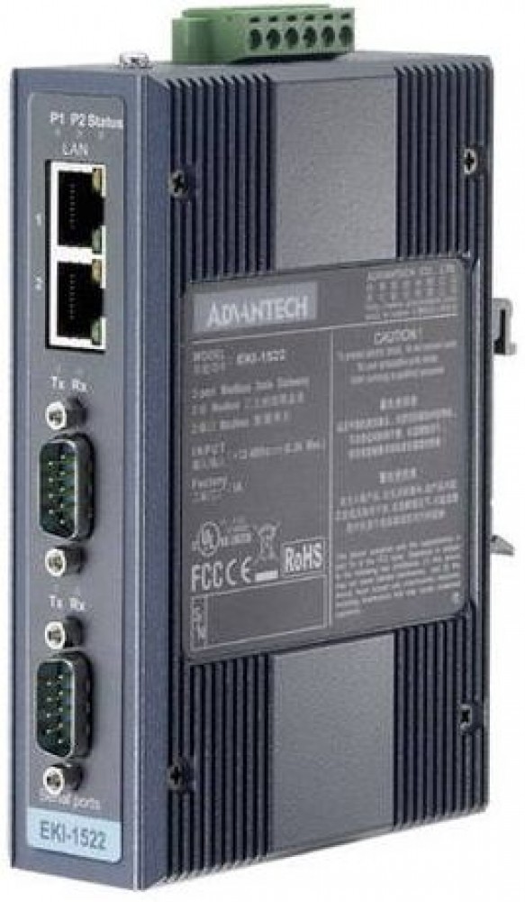 

Конвертер интерфейсов Advantech EKI-1522I-CE, 2 порта 10/100Base-T, 2 порта RS-232/422/485, черный, EKI-1522I-CE