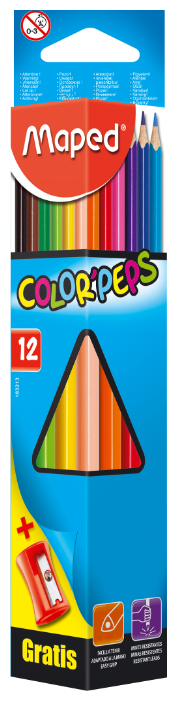 

Набор цветных карандашей Maped Color Peps, трехгранные, 12 шт. (183213)