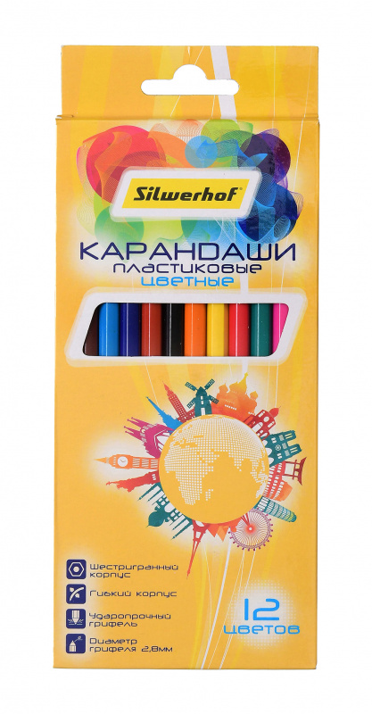 

Набор цветных карандашей, шестигранные, 12шт., Silwerhof Солнечная коллекция (134215-12), нет данных