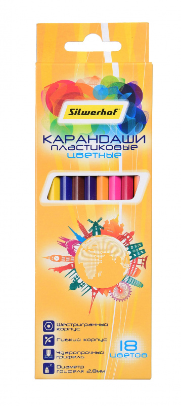 

Набор цветных карандашей Silwerhof Солнечная коллекция, шестигранные, 18 шт. (134215-18)