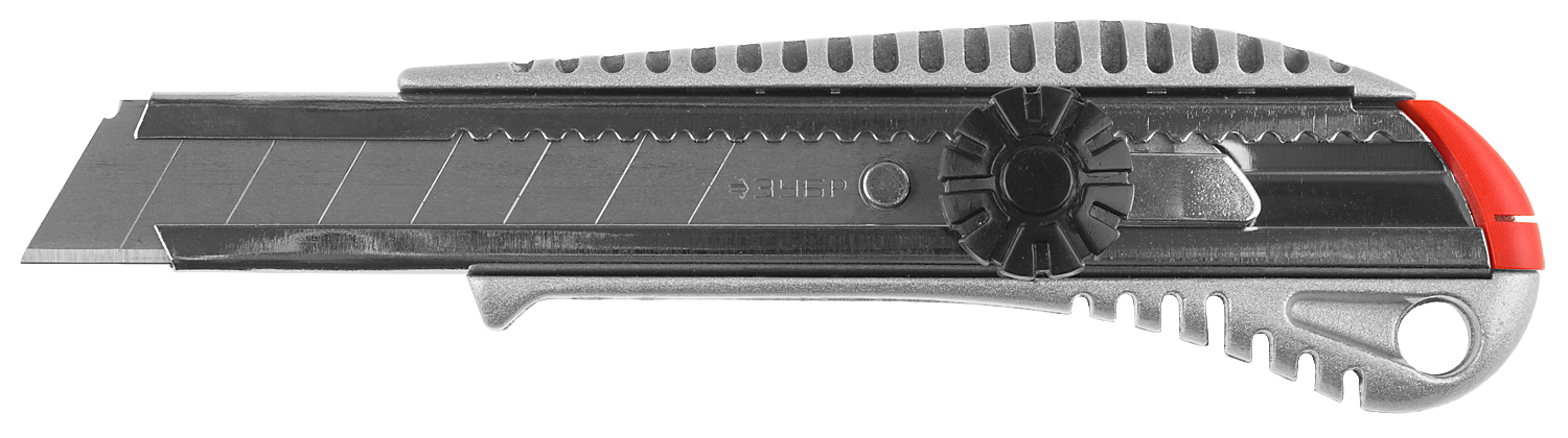 Нож монтажный, винтовая фиксация, лезвие: 18мм / выдвижное / сег­мен­ти­ро­ван­ное / отламывающееся, ЗУБР ПРОФЕССИОНАЛ (09172)