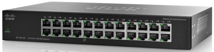 

Коммутатор Cisco SF110-24, кол-во портов: 24x100 Мбит/с, установка в стойку (SF110-24-EU), SF110-24