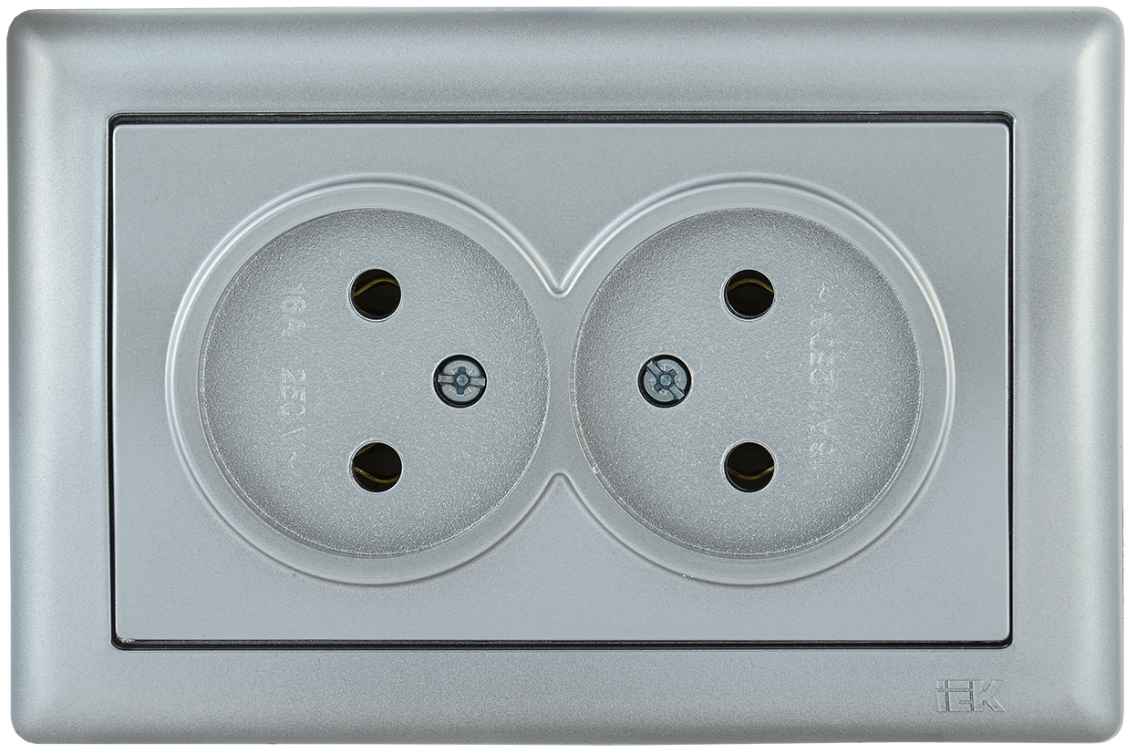 

Розетка IEK Bolero РС20-1-0-БС, скрытый монтаж, 2-х постовая, 10A, в сборе, IP20, серебро (ERB20-K23-10), РС20-1-0-БС