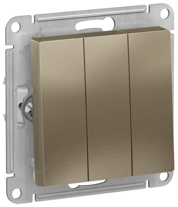 

Выключатель Schneider Electric AtlasDesign, 3кл., скрытый монтаж, механизм с накладкой без рамки, шампань (ATN000531)