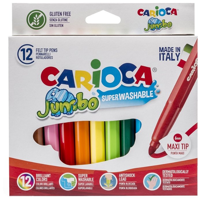 

Фломастеры смываемые Carioca Фломастеры "Jumbo" 12 шт., 12 шт. (40569), Фломастеры "Jumbo" 12 шт.