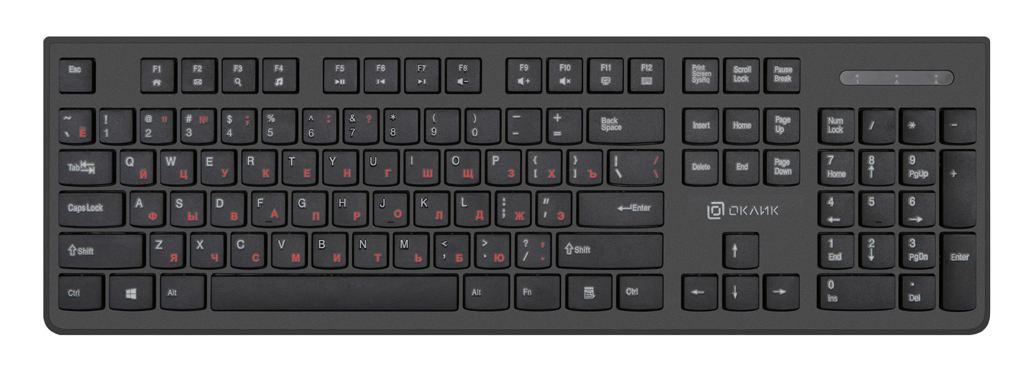 

Клавиатура проводная Oklick 505M, мембранная, USB, черный (KW-1820 BLACK), 505M