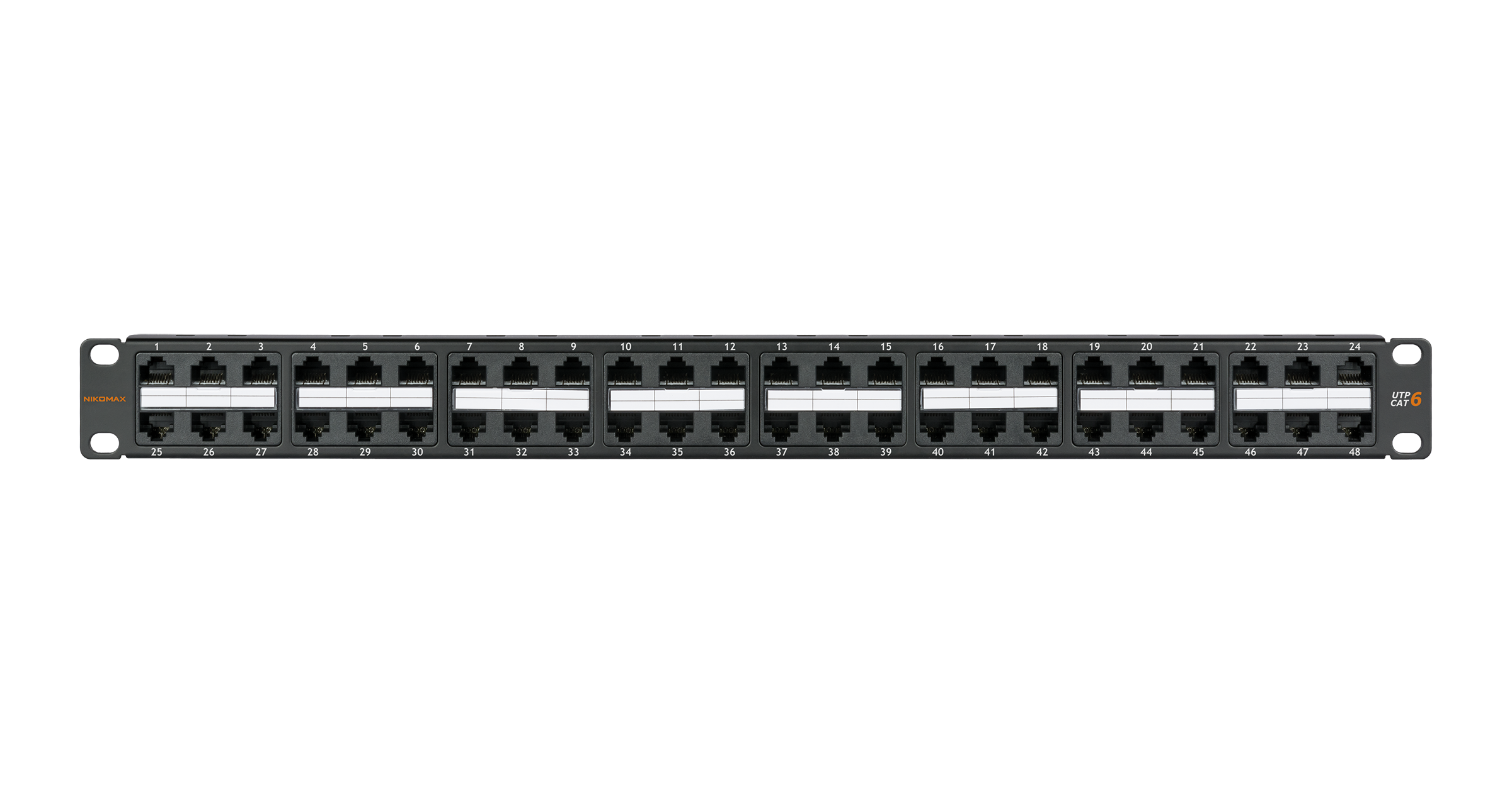 

Патч-панель в шкаф 19" 1U, порты: 48 x RJ-45 кат. 6, органайзер, черный, NIKOMAX (NMC-RP48UE2-1U-BK)
