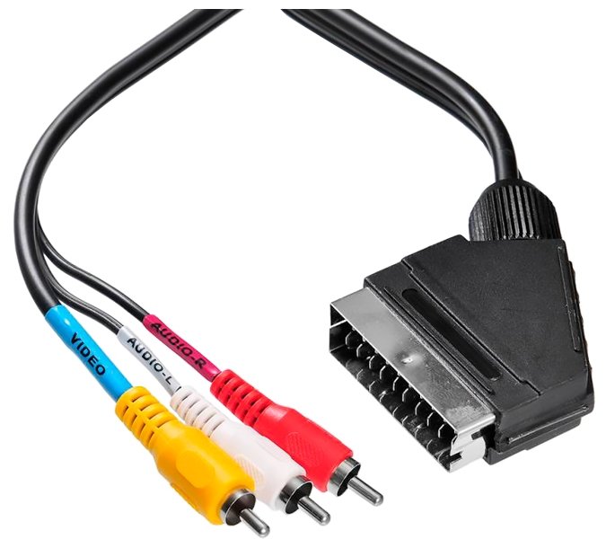 

Кабель SCART(M)-3xRCA(M), 2 м, черный Buro