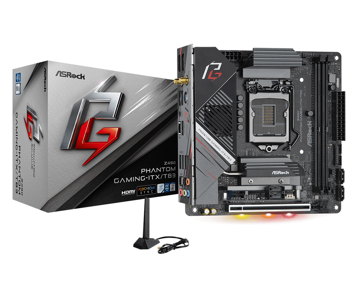 

Материнская плата ASRock Z490 PHANTOM GAMING-ITX/TB3, Socket1200, Intel Z490, 2xDDR4, PCI-Ex16, 4SATA3, 7.1-ch, 2.5GLAN, 7USB 3.2, USB Type-C, HDMI, DisplayPort, mini-ITX, Retail, Z490 PHANTOM GAMING-ITX/TB3