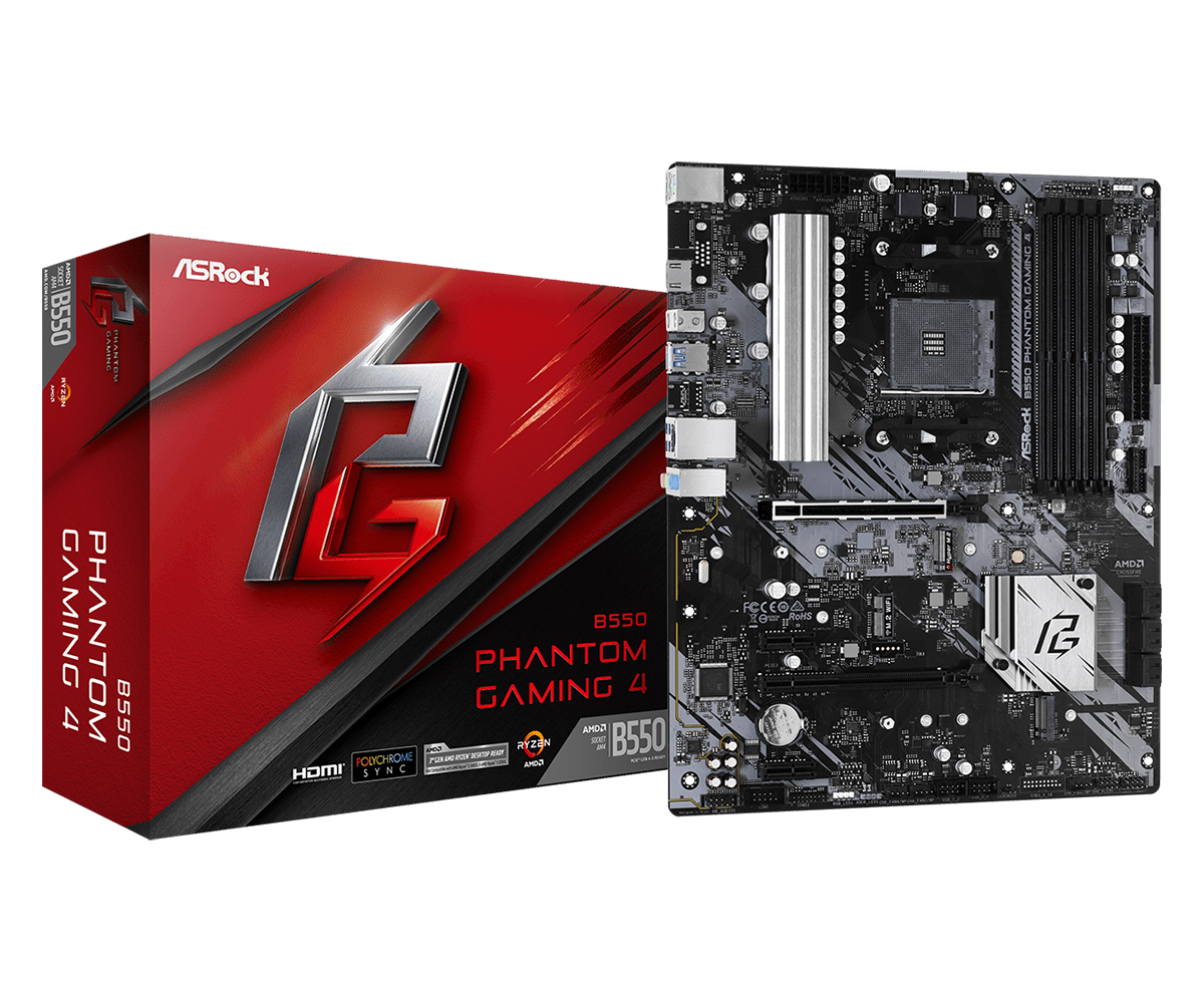 Материнская плата ASRock B550 PHANTOM GAMING 4, SocketAM4, AMD B550, ATX