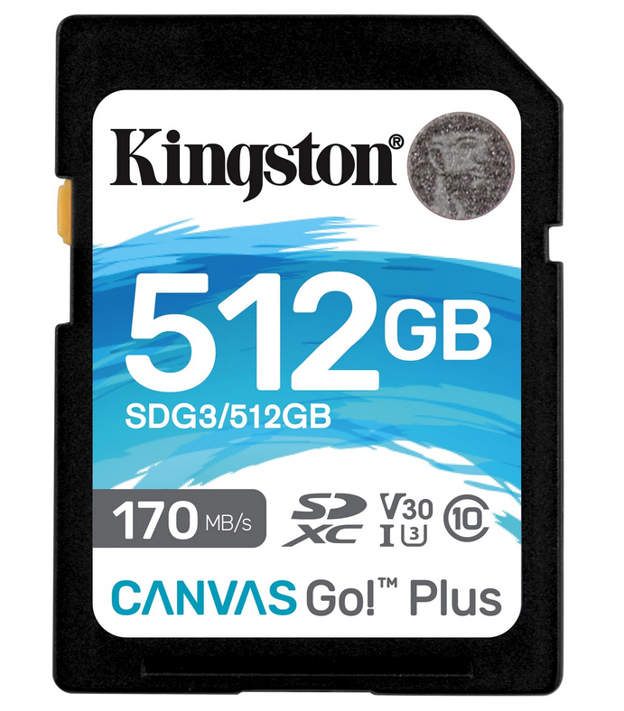 Карта памяти 512Gb SDXC Kingston Canvas Go! Plus Class 10 UHS-I U3 (SDG3/512GB)