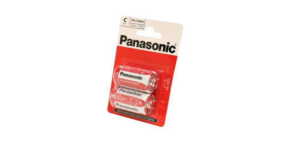 

Батарея Panasonic Zinc Carbon C/R14, R14, 1.5V, 2шт