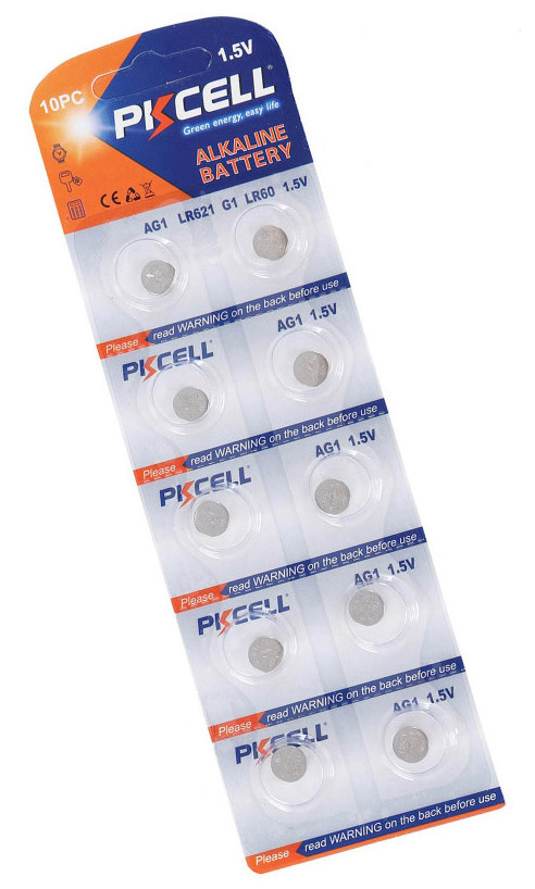 

Батарея PKCELL AG1-10B, LR60/AG1, 1.5V, 10шт. (16398)