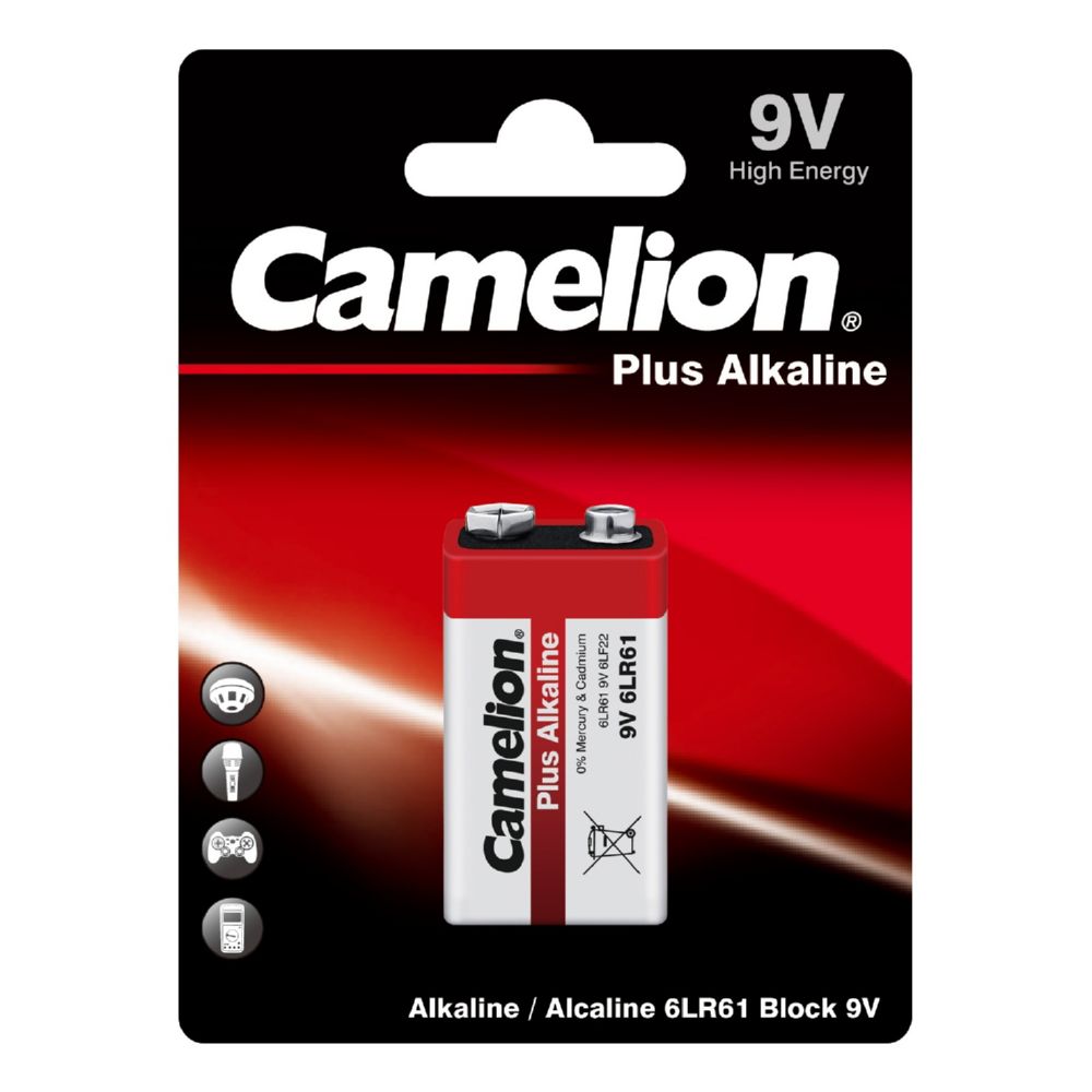 Батарейка Camelion Plus Alkaline, крона (6LR61/6LF22/1604A/1604S/6F22), 9V, 1 шт