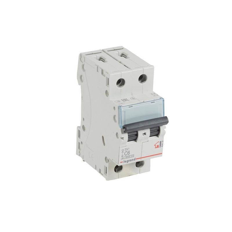 

Выключатель автоматический Legrand TX³ двухполюсный (2P/2П) 6А C 6кА (404039)