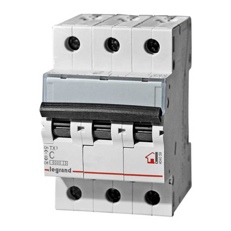 

Выключатель автоматический Legrand TX³ трехполюсный (3P/3П) 32А C 6кА (404059)