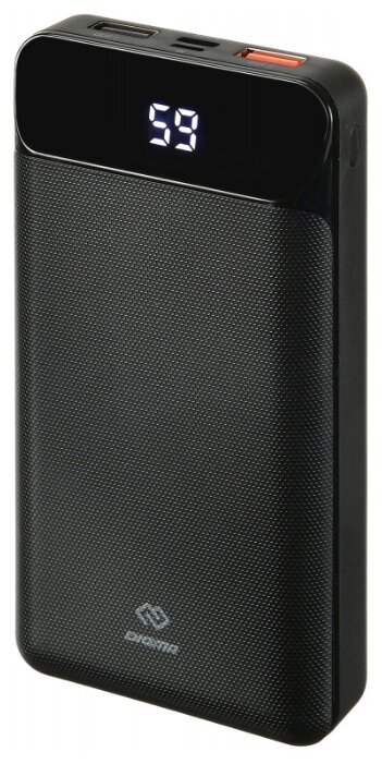 Портативный аккумулятор (Powerbank) Digma DG-20000-PL, 20000mAh, 2xUSB, 3A, Type-C, QC, PD, черный (DG-20000-PL-BK)