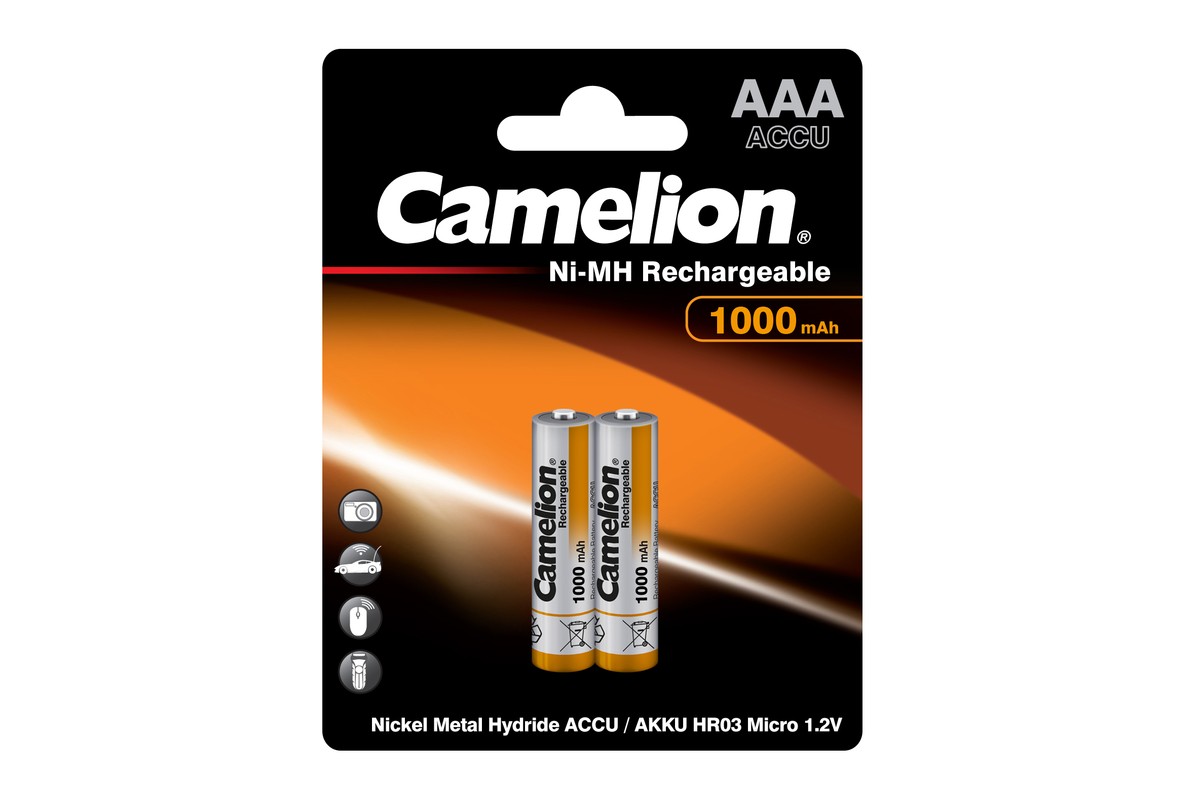 

Аккумулятор Camelion 30Q NH-AAA1000BP2, AAA, 1.2V 1 А·ч, 2 шт. (6182), NH-AAA1000BP2