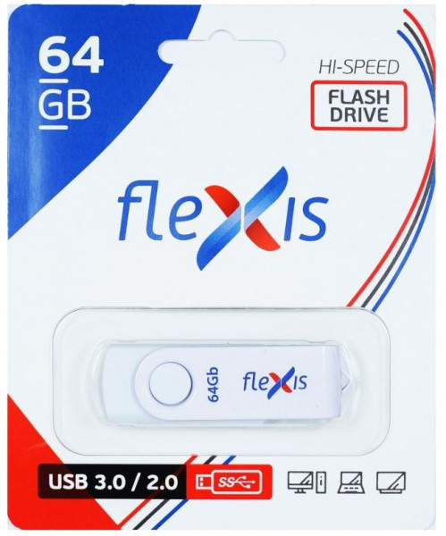 

Флешка 64Gb USB 3.0 Flexis RW-101, белый (FUB30064RW-101), RW-101