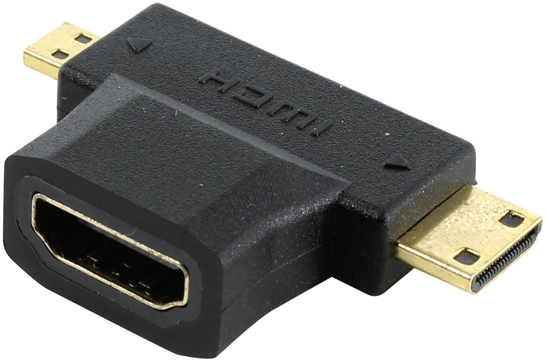 

Переходник (адаптер) HDMI(19F)-Micro HDMI(19M)/Mini HDMI(19M), черный 5bites