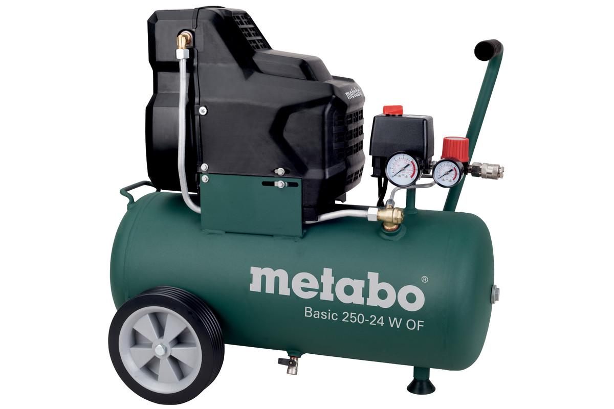 Купить Компрессор воздушный Metabo Basic 250-24 W OF, 1.5 кВт, 7.9 атм,  120л/мин, 24 л, безмасляный, электрический, поршневой, коаксиальный  (прямой) (601532000) - цена: 20000 ₽, характеристики, описание, фото |  Boxberry Маркет